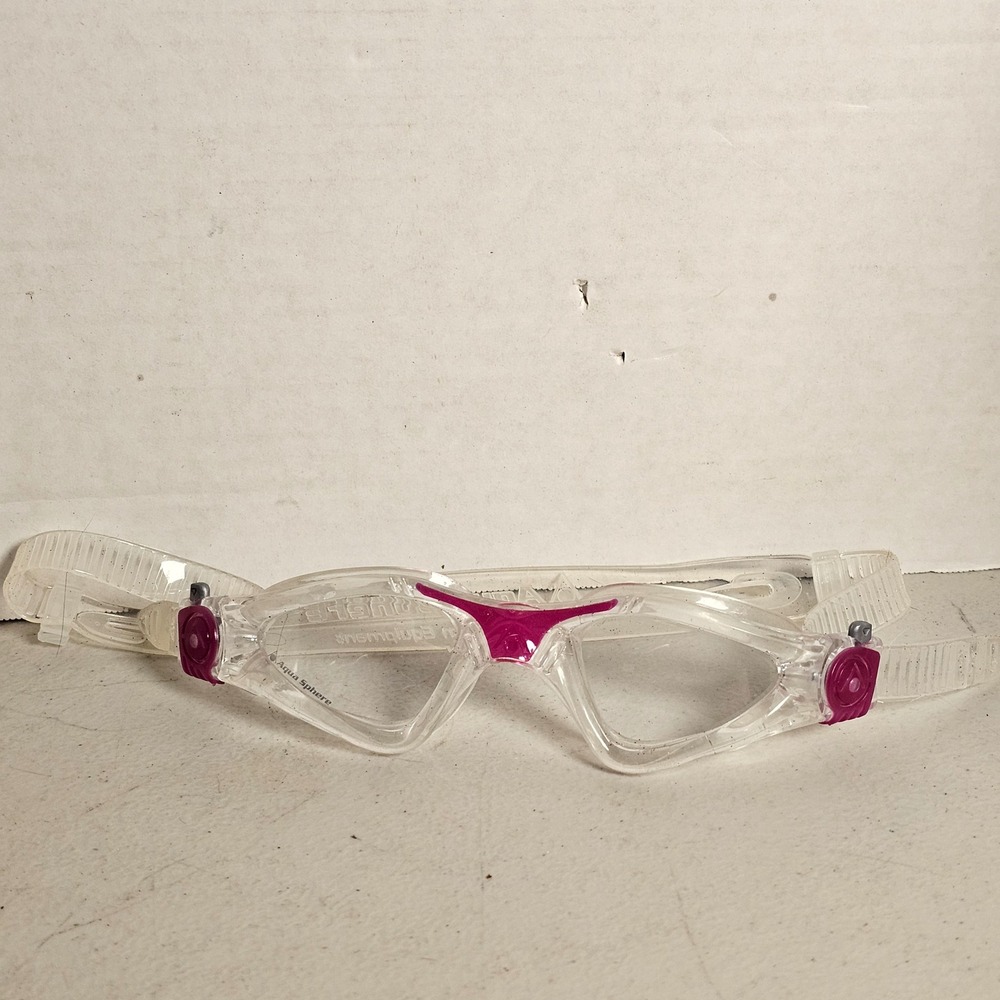 Aqua Sphere Kayenne Swimming Goggles Clear Pink Made in‎ Italy Wide View Junior - Picture 2 of 9